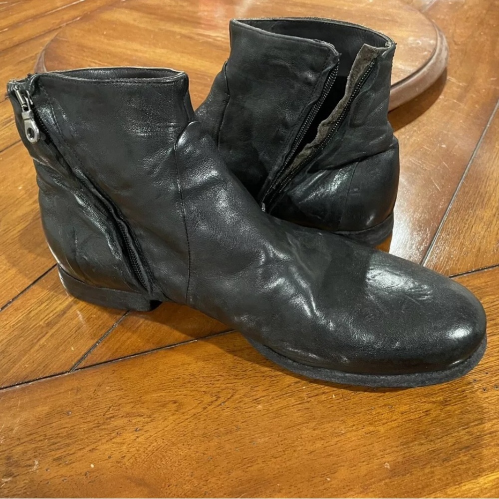 Nostrasantissima Black Leather Chelsea Zip Boots, Goth Avant Garde Size 45 11.5